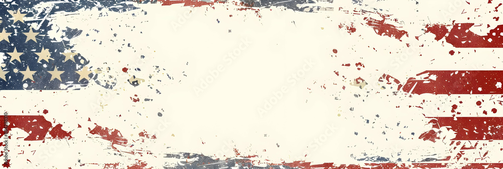 Fototapeta premium Grunge American flag background, distressed texture with stars and stripes, suitable for patriotic designs and USA-themed projects.