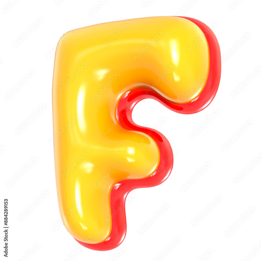 Yellow Alphabet with Red 3D Letter F Yellow Alphabet with Red 3D Letter F
