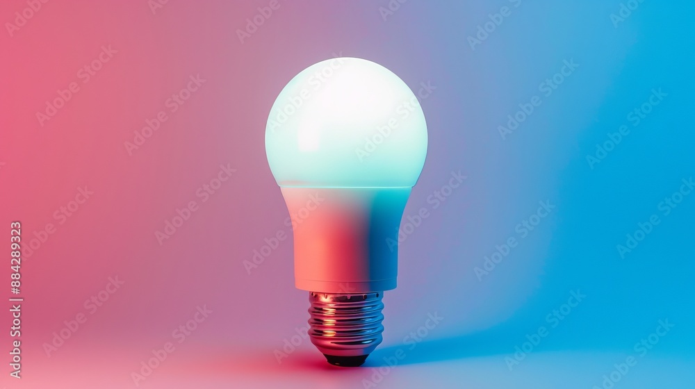 Electric Powered Smart Bulb Isolated on Flat Color Background Electric Powered Smart Bulb Isolated on Flat Color Background