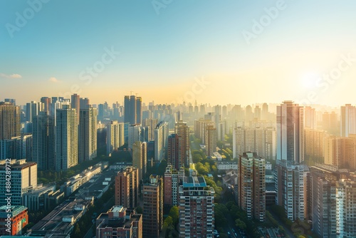 Sunrise Over City Skyline