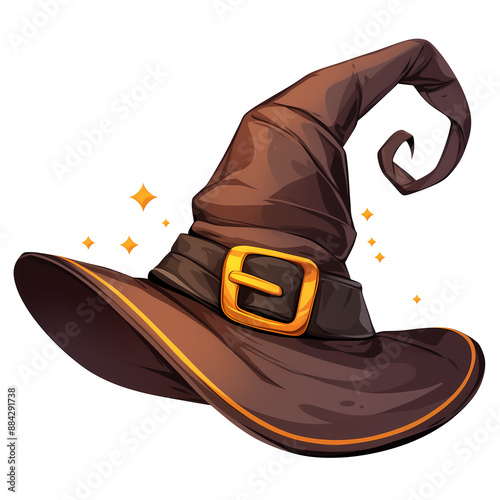 cartoon clipart drawing of a witch hat on an isolated transparent background