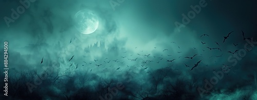 a fantasy landscape of bats flying in the night sky, fantasy art style, dark and mysterious mood