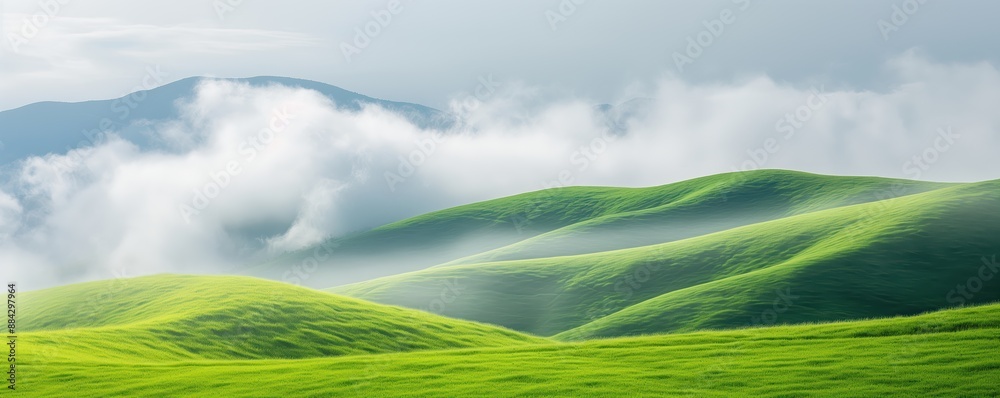 Rolling hills, scattered clouds, vibrant greens Rolling hills, scattered clouds, vibrant greens