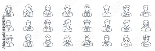 Different professions avatars icons set, Included icons as accountant, chef, teacher, doctor and more symbols collection, logo isolated vector illustration
