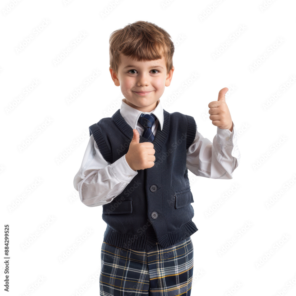 An isolated image of a schoolboy showing a thumbs up, wearing a school uniform An isolated image of a schoolboy showing a thumbs up, wearing a school uniform