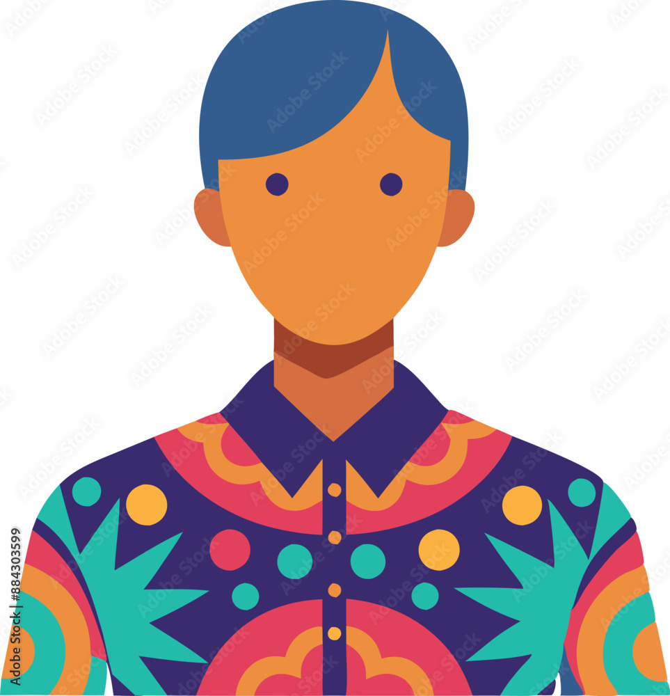 A colorful avatar illustration of a person wearing a bright, patterned shirt with a simple background. Ideal for user profiles, social media, and digital representations. A colorful avatar illustration of a person wearing a bright, patterned shirt with a simple background. Ideal for user profiles, social media, and digital representations.