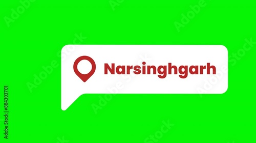 Narsinghgarh animation bubble chat location based on india city with greenscreen background photo