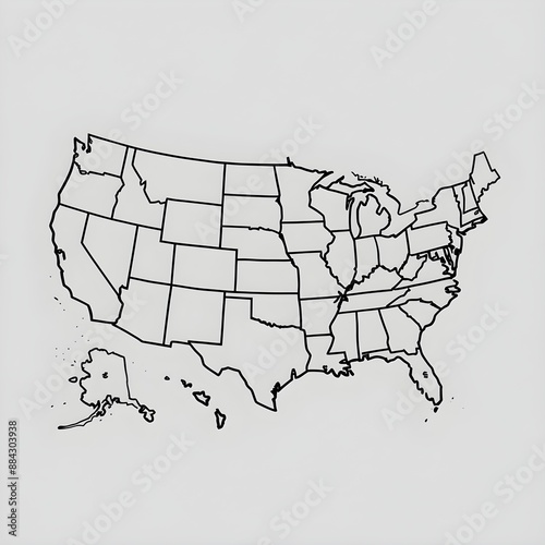 USA Map with State Borders and Capitals Detailed for Detailed Cartography