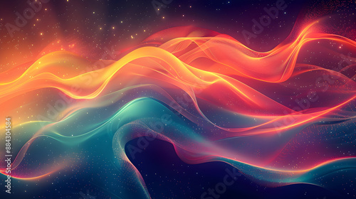 Captivating abstract neon gradient background with visually stunning retrofuturistic digital vibrant fluid shapes and forms in a contemporary immersive artwork