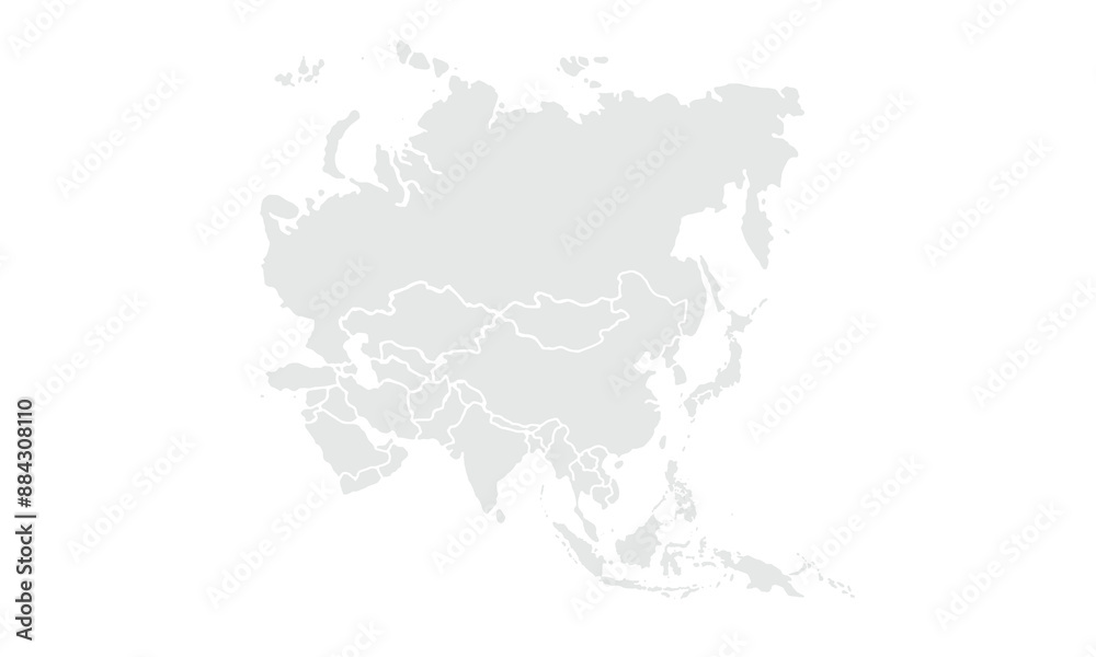 Asia map illustration,isolated on white background.for website layouts, background, education, precise, customizable, Travel worldwide, map silhouette backdrop, earth geography, political, reports.