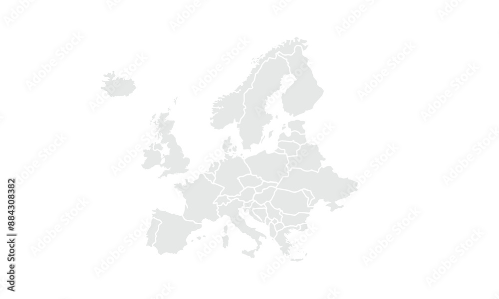 Fototapeta premium Europe map illustration,isolated on white background.for website layouts, background, education, precise, customizable, Travel worldwide, map silhouette backdrop, earth geography, political, reports.