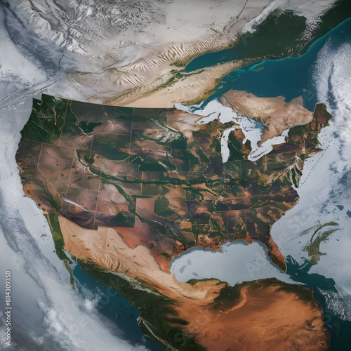 USA Map with Detailed Borders and Capitals for Easy Understanding photo