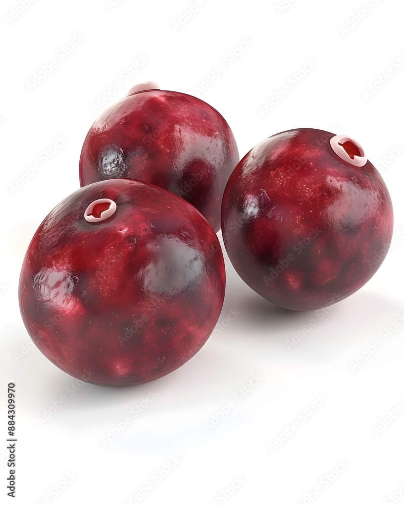 Obraz premium Ripe Cranberries on Pristine White Background with Rendering