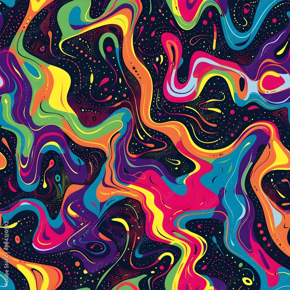 Vibrant Abstract Pattern with Distorted Neon Shapes and Dynamic Energy Vibrant Abstract Pattern with Distorted Neon Shapes and Dynamic Energy