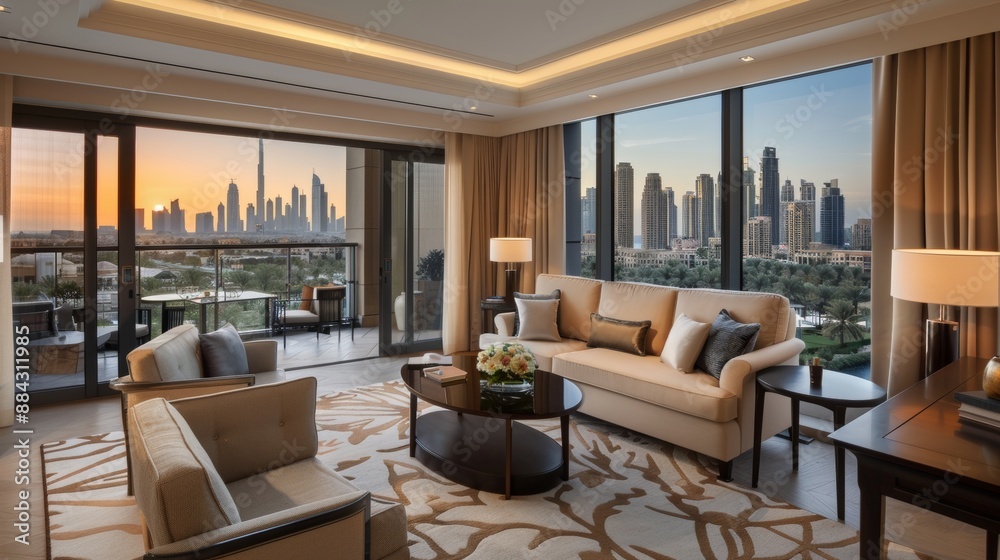 A luxury hotel suite a spacious living area A luxury hotel suite a spacious living area