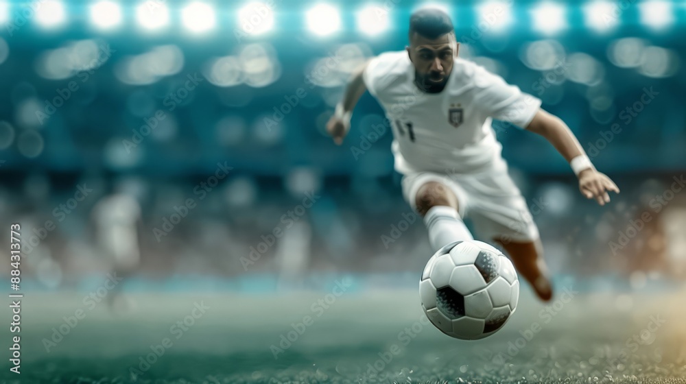 Fototapeta premium Professional soccer player in action on a stadium field during a game