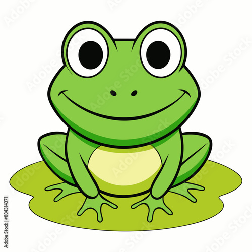 green frog on white