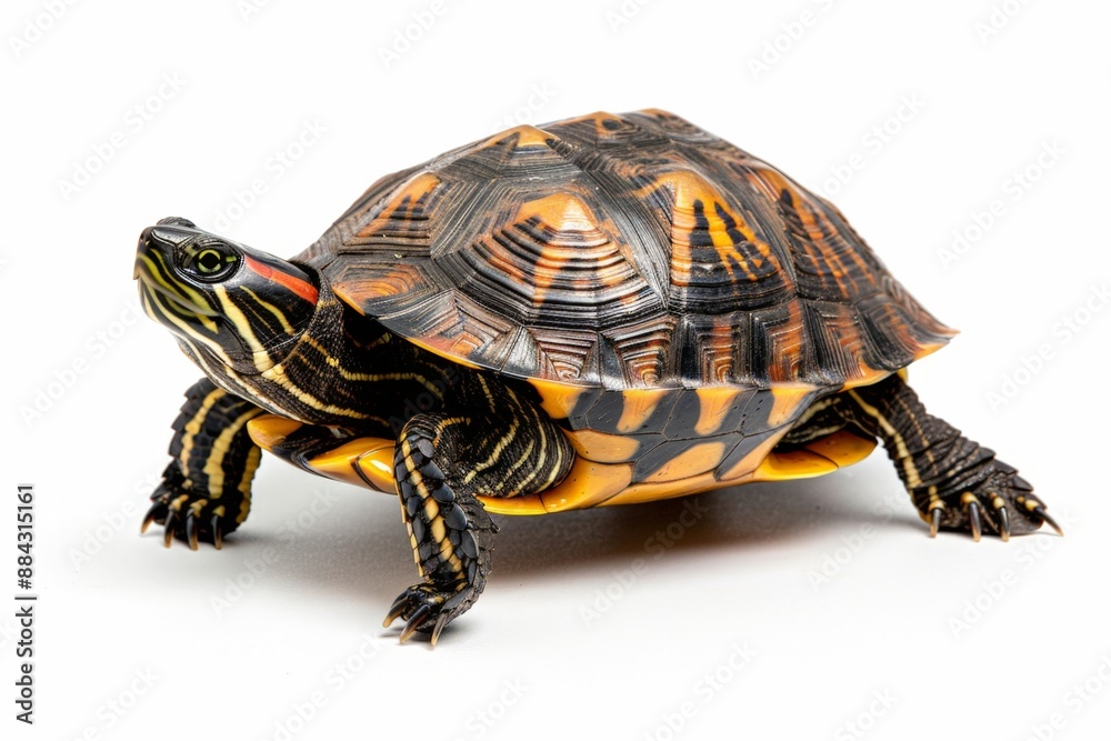 Vibrant Eastern Box Turtle Isolated on White Background: A Study in Reptile Beauty Vibrant Eastern Box Turtle Isolated on White Background: A Study in Reptile Beauty