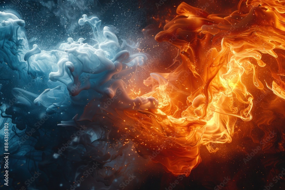 Fiery and Frozen Collision: A Captivating Abstract Beauty Fiery and Frozen Collision: A Captivating Abstract Beauty