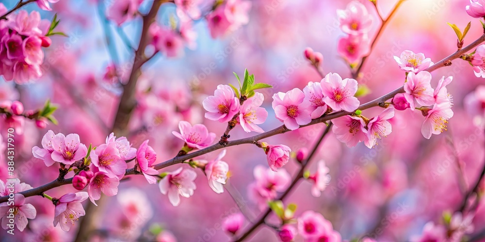 Obraz premium Pink flowers blooming on tree branches, spring, nature, blooming, pink, floral, petals, blossoms, garden, outdoors, beauty, season