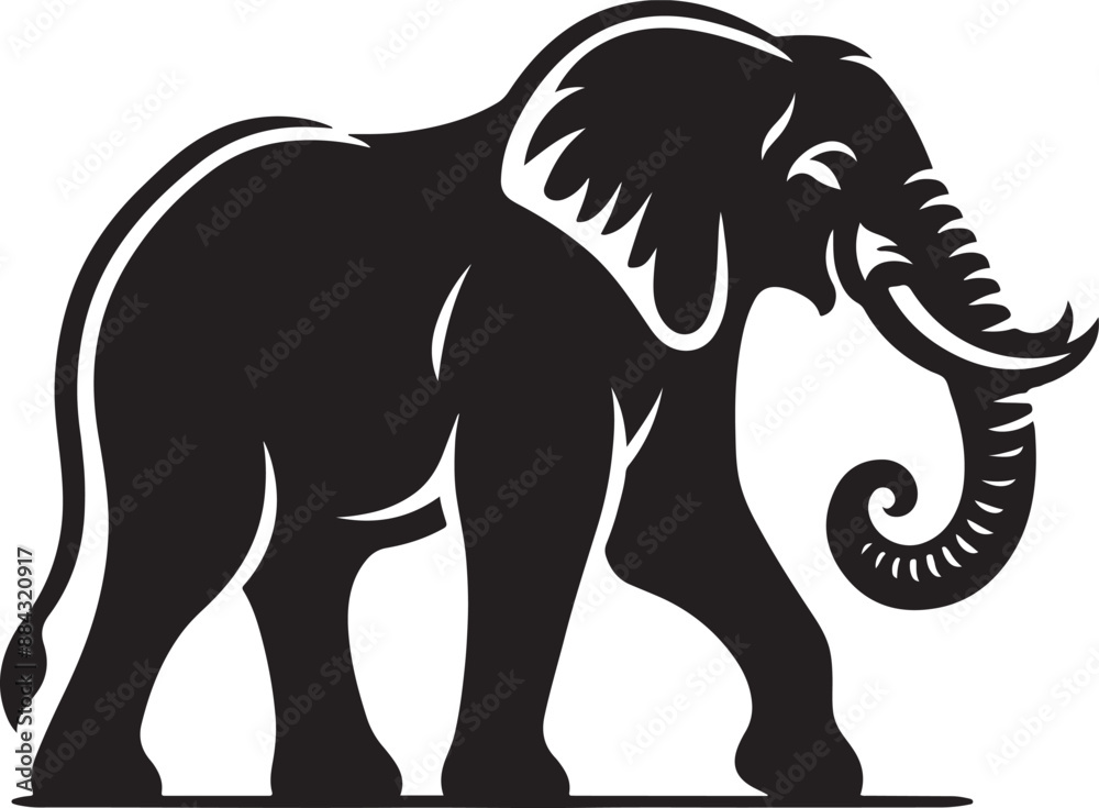 Fototapeta premium Majestic Elephant Silhouette: A Stately Giant Against the Horizon, Capturing the Power, Grace, and Tranquility of Nature’s Most Iconic Creature