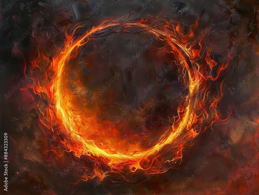 a mesmerizing fiery circle engulfs the frame flames dancing and twirling in vibrant oranges and reds against a dark background intricate patterns emerge within the inferno a mesmerizing fiery circle engulfs the frame flames dancing and twirling in vibrant oranges and reds against a dark background intricate patterns emerge within the inferno