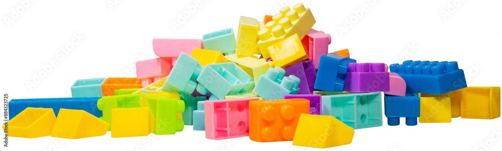 colorful plastic construction toy on transparent background colorful plastic construction toy on transparent background