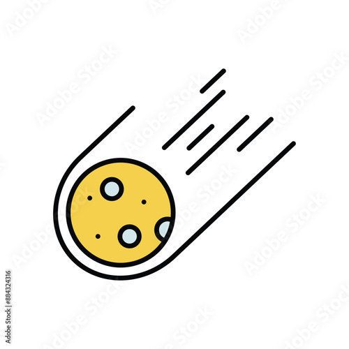 meteorites color line icon with white background vector stock illustration