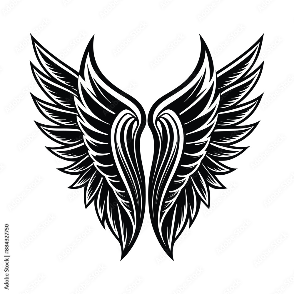 Obraz premium Angel Wings Silhouettes vector. Angel wing