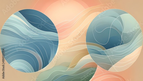 Abstract Waves of Blue: Vector Illustration of Water Motion and Light, Artistic Design with Curves, Lines, and Patterns, Inspired by Nature and Summer Sky