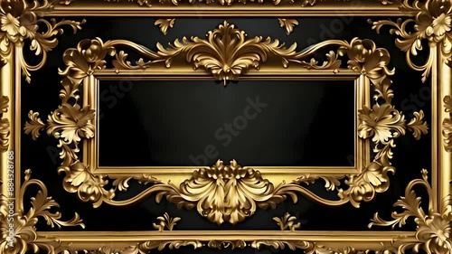 3d glassy a golden baroque frame