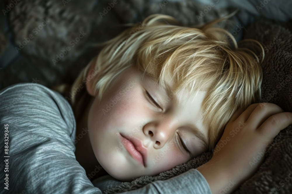 Serene and peaceful young boy sleeping soundly in his comfy and cozy bedroom. Experiencing deep and restful slumber. Surrounded by the innocence and tranquility of childhood Serene and peaceful young boy sleeping soundly in his comfy and cozy bedroom. Experiencing deep and restful slumber. Surrounded by the innocence and tranquility of childhood
