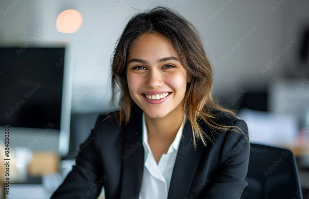 Smiling HR Manager at Her Desk Smiling HR Manager at Her Desk