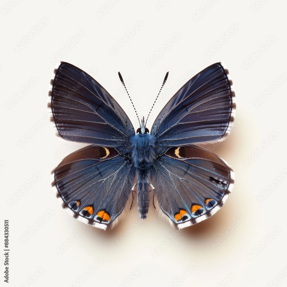 Fototapeta premium Eastern Tailed Blue Butterfly in White Background
