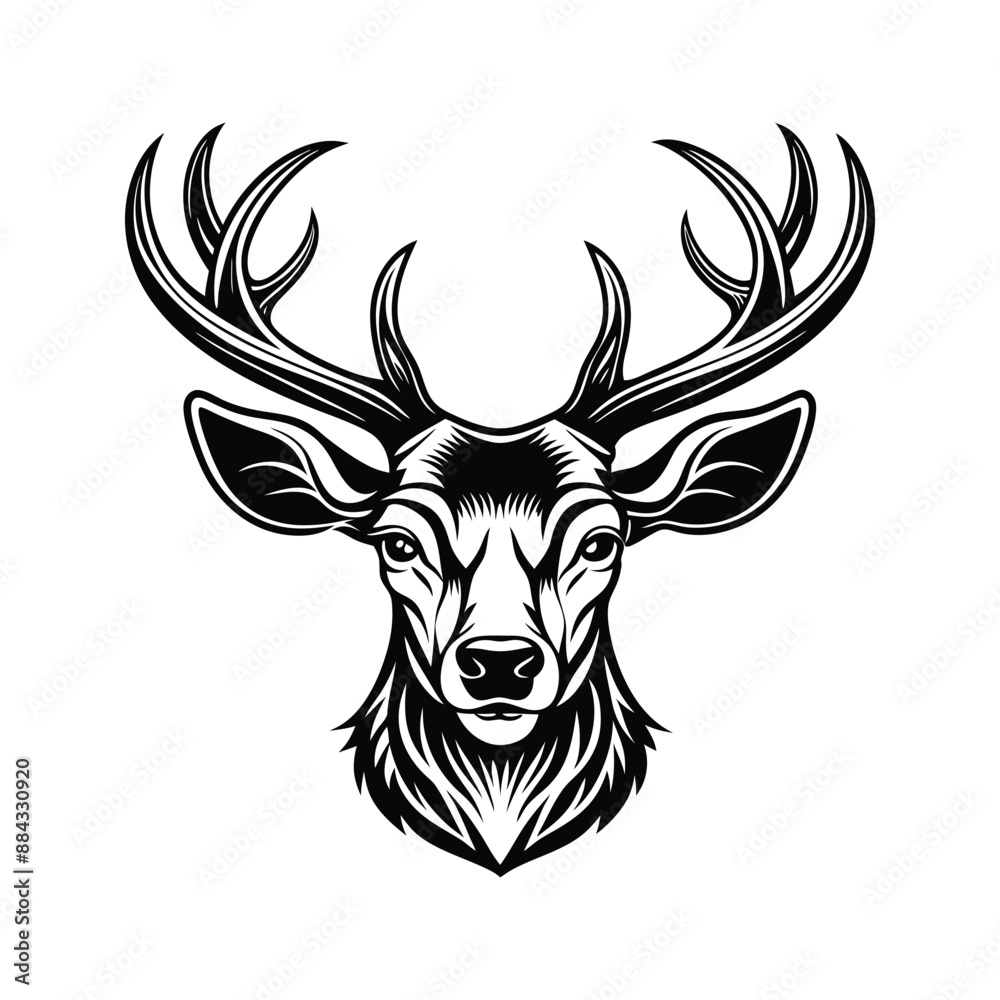 Deer head silhouette vector illustration on white background Deer head silhouette vector illustration on white background