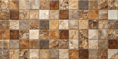 Stone texture tile with a patchwork design in various shades of brown , stone, texture, tile, patchwork, background, brown