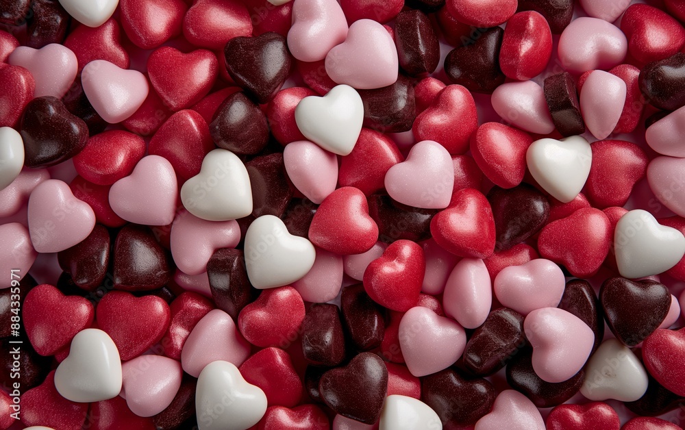 A pile of colorful candy hearts in red, pink, white, and dark colors, symbolizing sweet love and affection. Ideal for Valentine's Day and romance-themed projects. A pile of colorful candy hearts in red, pink, white, and dark colors, symbolizing sweet love and affection. Ideal for Valentine's Day and romance-themed projects.