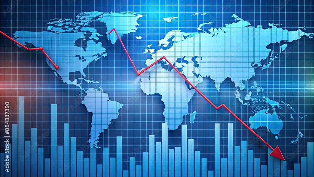Graph overlay depicting world economic recession Graph overlay depicting world economic recession