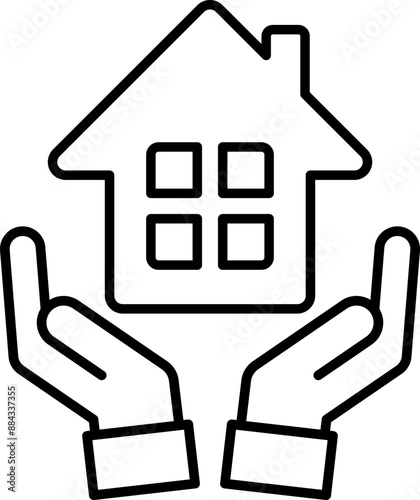 家と手のアイコン（real estate icon. home house hands）
