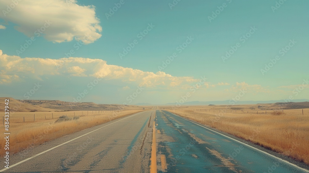 Fototapeta premium Open road stretching into the horizon, symbolizing the journey towards freedom and endless possibilities