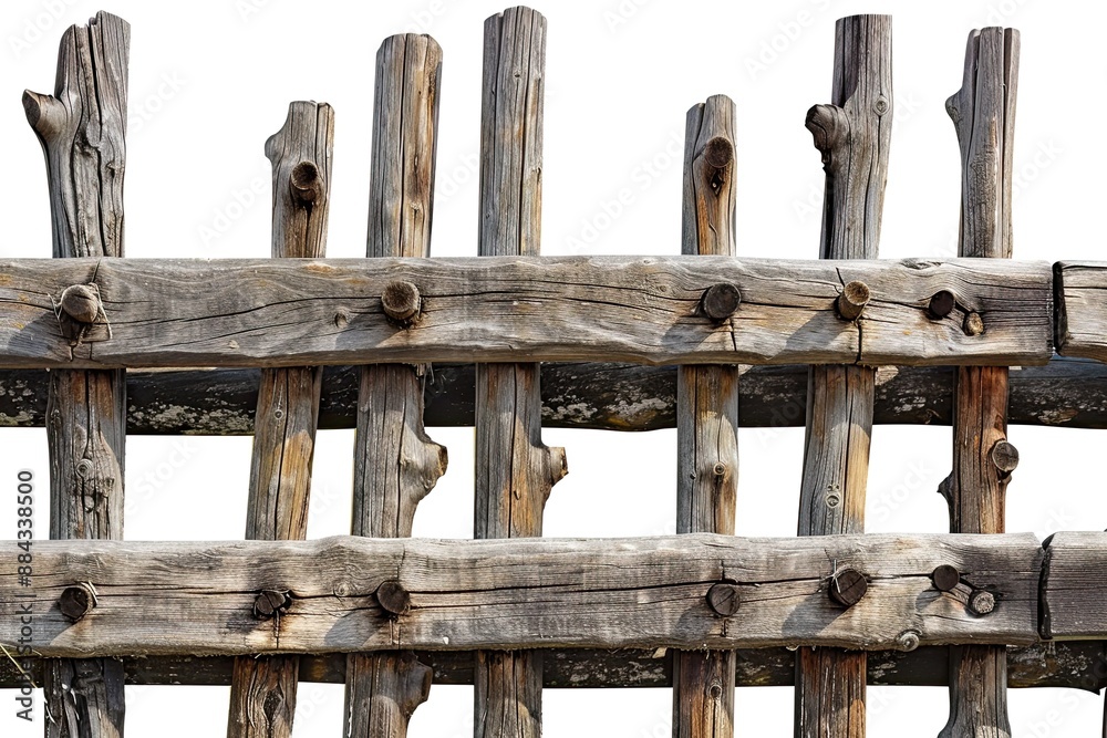 Rustic Wooden Fence with Natural Wood Grain and Knots