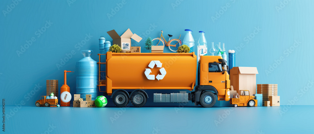 Naklejka premium Flat design illustration of waste reduction and recycling process.