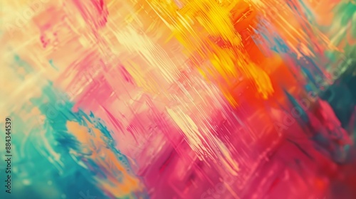 A vibrant abstract painting using energetic brushstrokes to convey movement and intensity in bright colors.