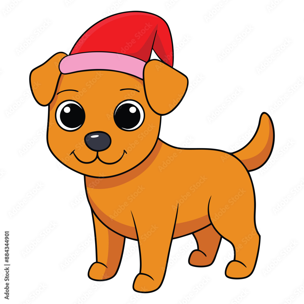 Funny Christmas Dog with Santa Claus Hat Clipart in white background Funny Christmas Dog with Santa Claus Hat Clipart in white background