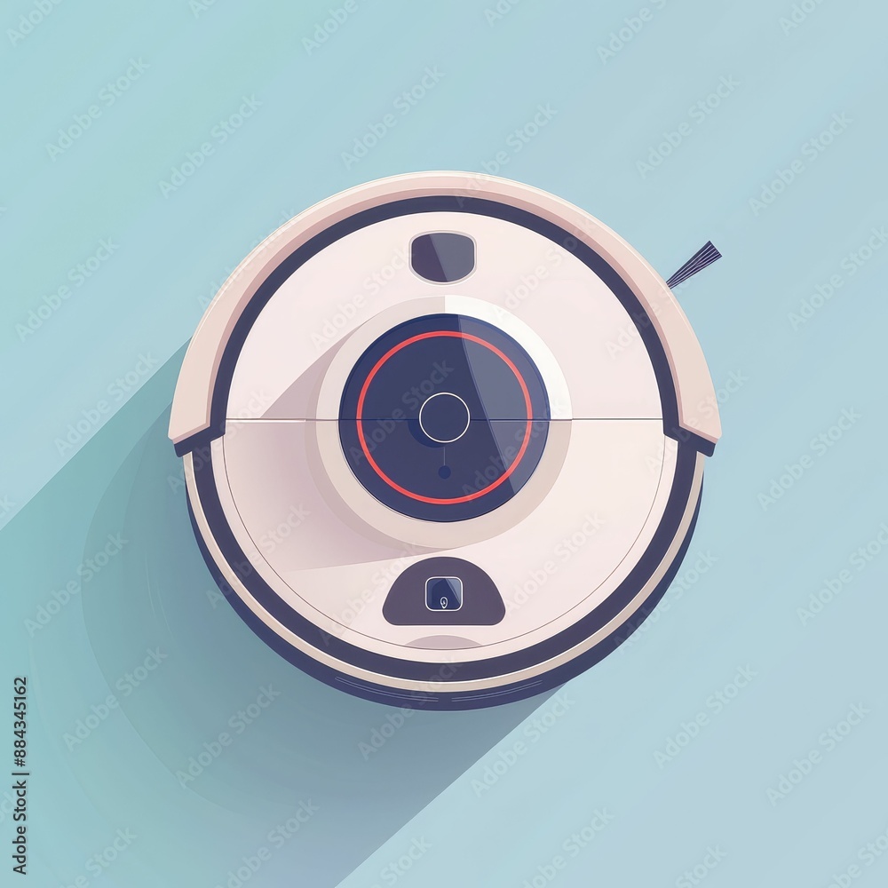 Autonomous cleaning device, flat design, top view, smart home theme, cartoon drawing, colored pastel Autonomous cleaning device, flat design, top view, smart home theme, cartoon drawing, colored pastel
