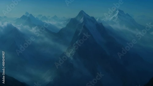 Mountains, snowy mountain peaks. Nature looping 4k