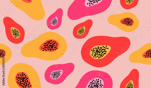 Cute papaya fruits pattern background vector design