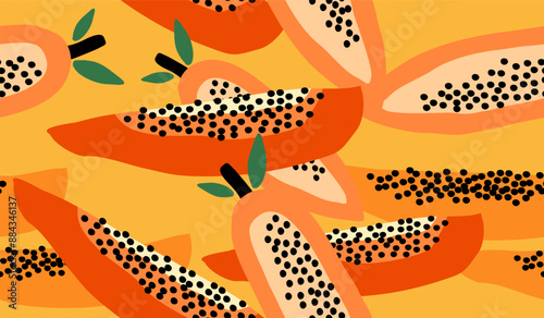 Cute papaya fruits pattern background vector design