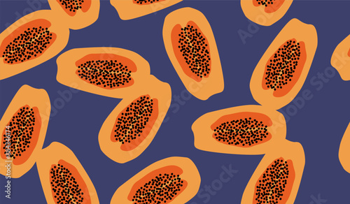 Cute papaya fruits pattern background vector design