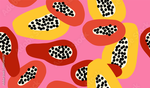 Cute papaya fruits pattern background vector design